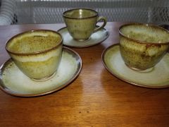 TEA CUP AND SAUCER, GREEN