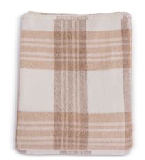Merino Wool Plaid Cream Ledge Blanket - Full / Queen