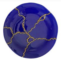 Storia Blue and Gold Round Platter